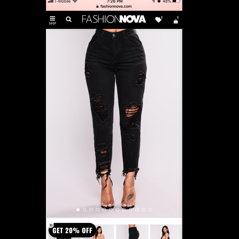 Fashionnova black distressed boyfriend jeans
